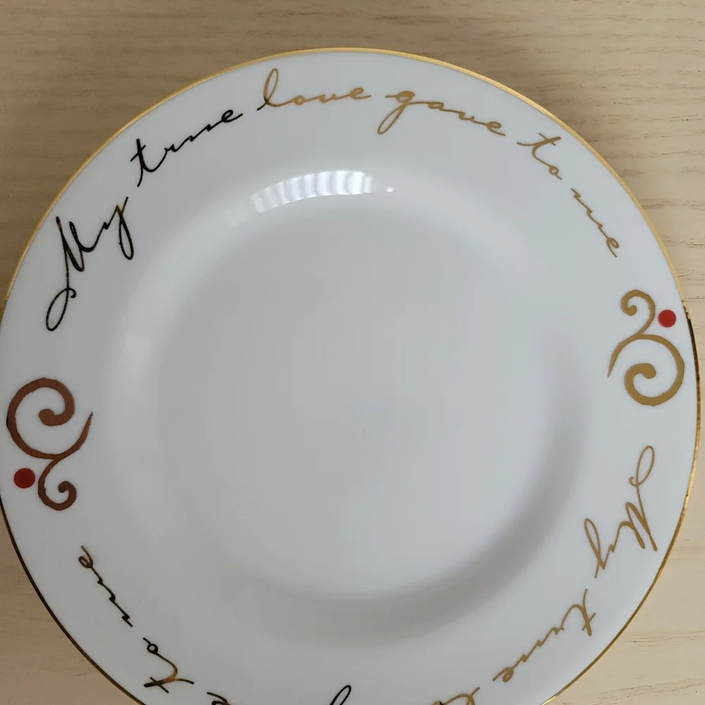 Pier 1 Cup and Saucer 12 Days Of Christmas On The First Day Partridge Gold Trim
